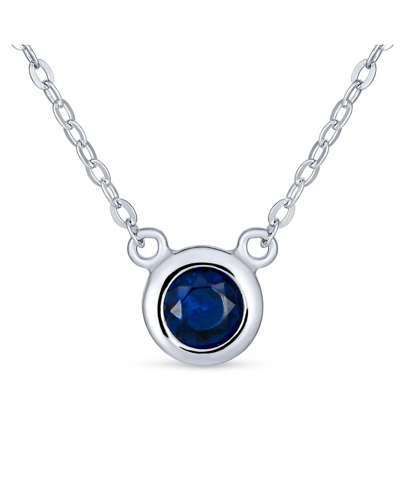 Bling Jewelry Petite Delicate 5MM Bezel Set Cz Solitaire Pendant Station Necklace Cubic Zirconia .925 Sterling Silver
