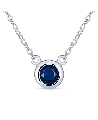 Bling Jewelry Petite Delicate 5MM Bezel Set Cz Solitaire Pendant Station Necklace Cubic Zirconia .925 Sterling Silver