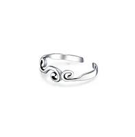 Bling Jewelry Open Spiral Pinky Midi Filigree Celtic Scroll Swirl Toe Ring Oxidized .925 Silver Sterling Adjustable