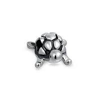 Bling Jewelry Nautical Tropical Beach Vacation Island Tortoise Sea Turtle Bead Charm Oxidized .925 Sterling Silver