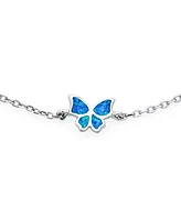 Bling Jewelry Summer Garden Butterfly Opal Charm Anklet Ankle Bracelet Sterling Silver 9-10 Inch