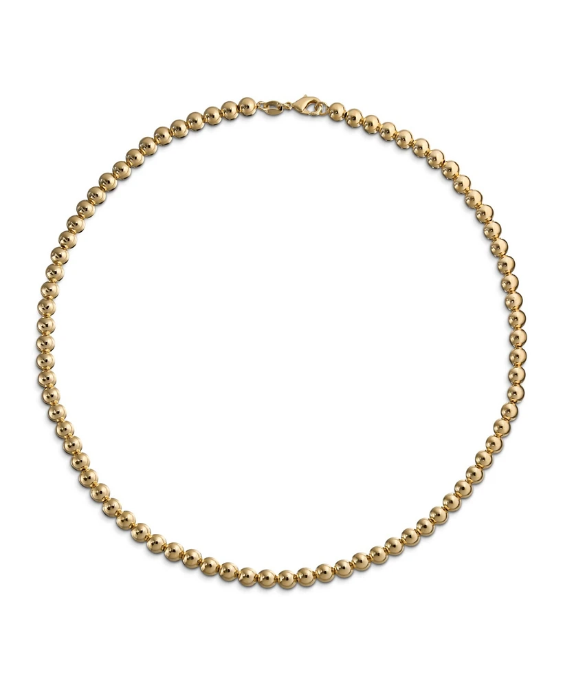 Bling Jewelry Classic Simple 6MM Round Bead Strand Necklace Gold 16 Inch