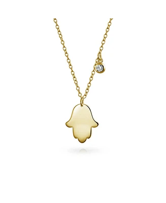 Bling Jewelry Delicate Simple Minimalist Amulet Talisman Hamsa Hand Of God Fatima Pendant Necklace Gold Plated .925 Sterling Silver