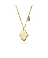 Bling Jewelry Delicate Simple Minimalist Amulet Talisman Hamsa Hand Of God Fatima Pendant Necklace Gold Plated .925 Sterling Silver