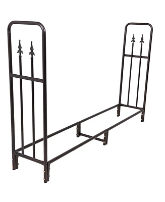 Indoor/Outdoor 6-Foot Decorative Firewood Log Rack - Powder-Coated Steel Wood and Kindling Holder - Bronze