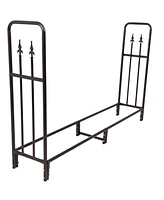 Indoor/Outdoor 6-Foot Decorative Firewood Log Rack - Powder-Coated Steel Wood and Kindling Holder - Bronze
