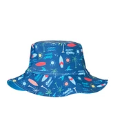 Andy & Evan Baby Boys Long Sleeve Navy Beach Print Swim Romper w/Hat