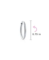 Bling Jewelry Thin Minimalist Hoop Huggie Earrings Sterling Silver Various Sizes