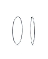 Bling Jewelry Thin Minimalist Hoop Huggie Earrings Sterling Silver Various Sizes