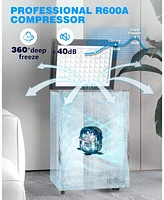 Cowsar 3.5 Cu.Ft Chest Freezer with Removable Basket and Bottom Defrost Water Drain Freestanding Top Open Door, Deep Freezer, Mini Freezer with Adjust