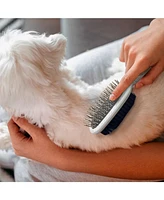 Ocean Plastic by Pt Beige Double-Sided Oval Grooming Brush, Eco-Friendly Pet Brush for Dogs and Cats