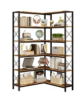 6-Tier Corner Shelf, Industrial Display Bookshelf