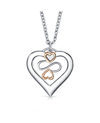 Bling Jewelry Ayllu Amulet Talisman Intertwine Symbol Heart Infinity Clover Love Luck Unity Inspirational Open Heart Charm Pendant Necklace Rose Gold