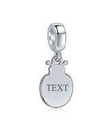 Bling Jewelry Red Lucky Ladybug Insect Gardener Dangle Charm Bead .925 Sterling Silver