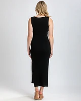 Pietro Brunelli Maternity Soft Viscose Knit V-Neck Side Slit Dalia Dress