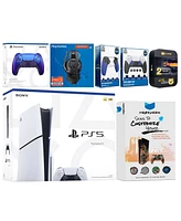 Sony Playstation 5 Slim Disc with Extra Volcanic Red Controller, Plantronics Headset, Trigger Stop Kit, Fps Grip Kit and MightySkins Decal Voucher + 2