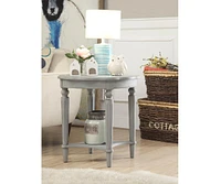 Solid Wood Round End Table with Shelf for Living Room or Bedroom