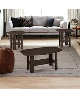Set of 3 Wood Coffee Tables with Shelf – Functional Nesting Design