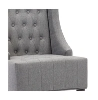 25" Grey And Black Upholstered Wingback Accent Chair