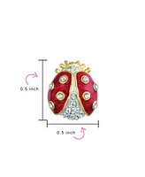 Bling Jewelry Lucky Ladybug Red Gold Plated Enamel Crystal Insect Lapel Push Pin