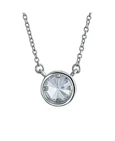 Bling Jewelry 1CT Solitaire Round Cubic Zirconia Cz Bezel Set Pendant Necklace Earrings .925 Sterling Silver