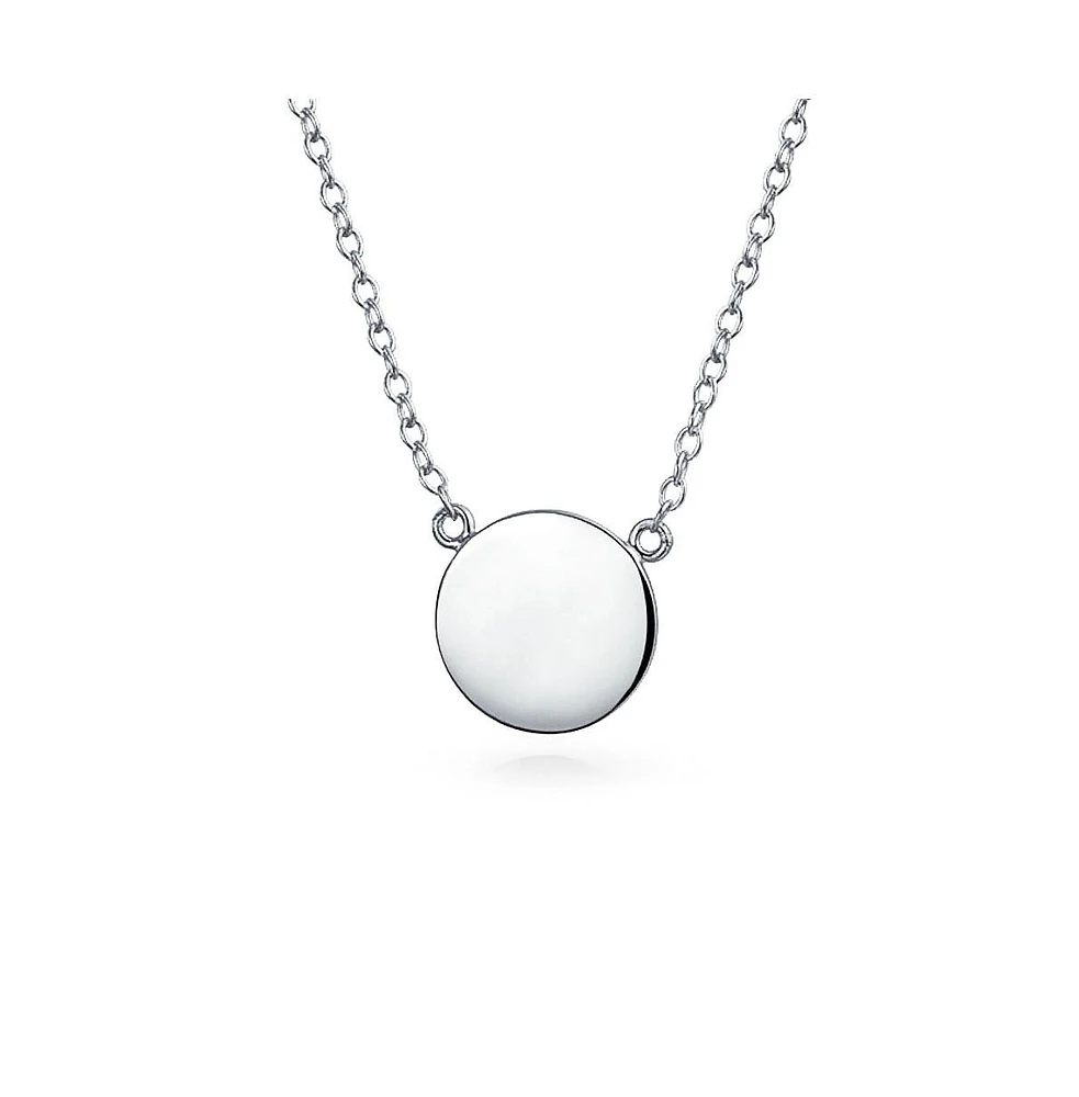 Bling Jewelry Minimalist Round Circle Disc Geometric Pendant Necklace Gold Plated .925 Sterling Silver