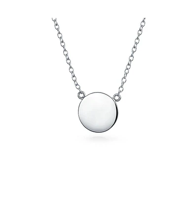Bling Jewelry Minimalist Round Circle Disc Geometric Pendant Necklace Gold Plated .925 Sterling Silver