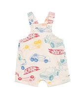 Hot Wheels Baby Boys French Terry Square Neck Short Overalls and T-Shirt Outfit Set