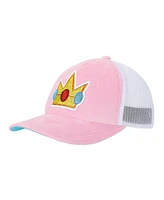 Super Mario Bros Princess Peach Rhinestone Crown Pink Trucker Hat-osfa