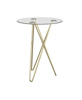 Geometric Clear Glass and Gold Round Table