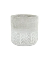 Cement Round Planter with Geometric Pattern – Versatile Pot for Home & Garden