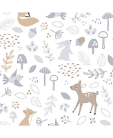 Bedtime Originals Deer Park White/Gray Woodland Animals Baby Fitted Crib Sheet
