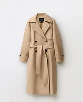 Mango Women's Long Oversized Cotton Trench Coat