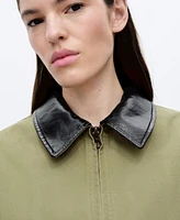 Mango Women's Contrast Collar Cotton Jacket