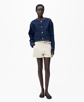 Mango Women's Rolled Hem Paper Bag Shorts