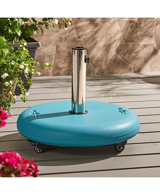 Teal Concrete Umbrella Base - Patio Table or Standalone