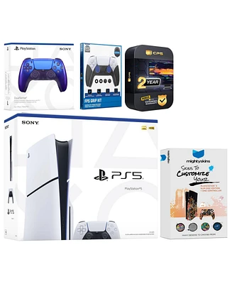 Sony Playstation 5 Slim Disc with Extra Volcanic Red Controller, Fps Grip Kit and MightySkins Decal Voucher + 2 Year Cps Extended Warranty