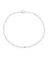 Bling Jewelry Simple Strong 50 Gauge .925 Sterling Silver Figaro Chain Anklet Ankle Bracelet Flexible 9 -10 Inch Made In Italy