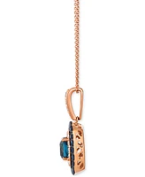 Le Vian Deep Sea Blue Topaz (1-1/2 ct. t.w.), Blueberry Sapphire (7/8 ct. t.w.) & Nude Diamond (1/2 ct. t.w.) Cushion Halo Adjustable 20" Pendant Neck