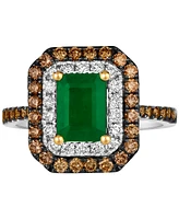 Le Vian Costa Smeralda Emeralds (1-1/5 ct. t.w.) & Diamond Double Halo Ring in 14k Two-Toned Gold