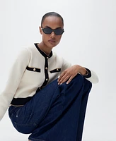 Mango Women's Double Trim Knit Cardigan