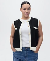 Mango Women's Contrast Piping Knitted Waistcoat Sweater