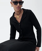 Mango Women's Lapel Collar Knit Sweater