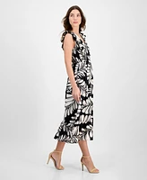 Anne Klein Women's Printed Sleeveless V-Neck Midi Dress