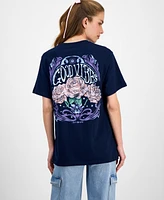 Rebellious One Juniors' Good Vibes Rose Graphic T-Shirt