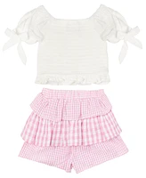 Rare Editions Baby Girls 2-Piece Puff Sleeves and Seersucker Short Set