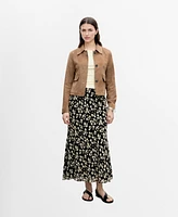 Mango Women's Long Flared Floral Skirt