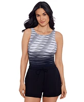 Shape Solver Sport by Mimi Flamingo Women's High-Neck Runaround Romper Swimsuit