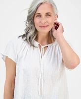 Style & Co Petite Flutter-Sleeve Popover Top, Exclusively at Macy's