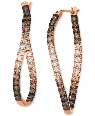Le Vian Chocolate Ombre Diamond (1-1/2 ct. t.w.) & Nude Diamond (5/8 ct. t.w.) Hoop Earrings in 14k Rose Gold